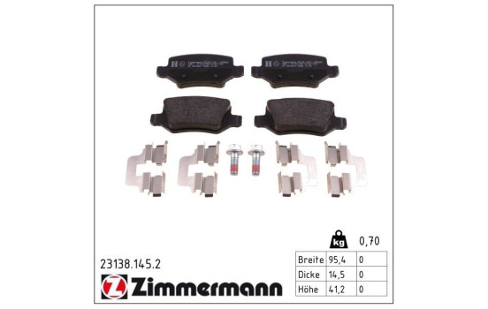 Brake Pad Set, disc brake 23138.145.2 Zimmermann, Image 2