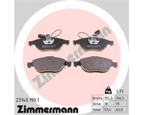 Brake Pad Set, disc brake 23140.190.1 Zimmermann