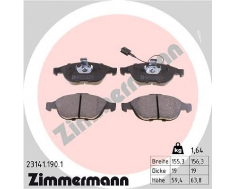 Brake Pad Set, disc brake 23141.190.1 Zimmermann