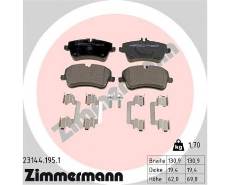 Brake Pad Set, disc brake 23144.195.1 Zimmermann, Image 2