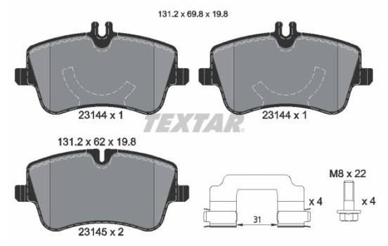 Brake Pad Set, disc brake 2314401 Textar, Image 2