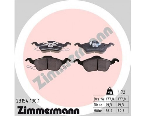 Brake Pad Set, disc brake 23154.190.1 Zimmermann