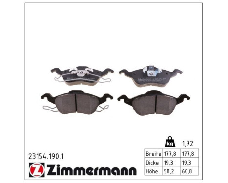 Brake Pad Set, disc brake 23154.190.1 Zimmermann, Image 2