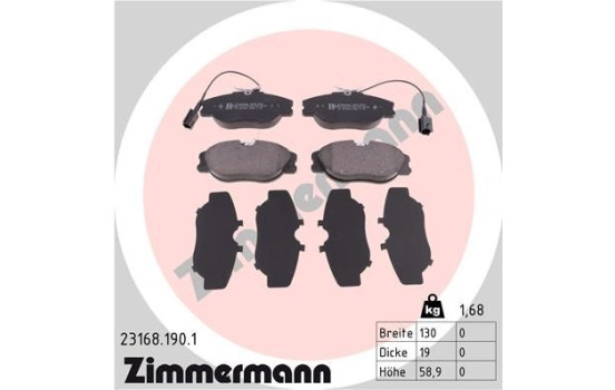 Brake Pad Set, disc brake 23168.190.1 Zimmermann
