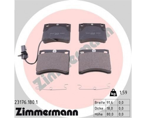 Brake Pad Set, disc brake 23176.180.1 Zimmermann