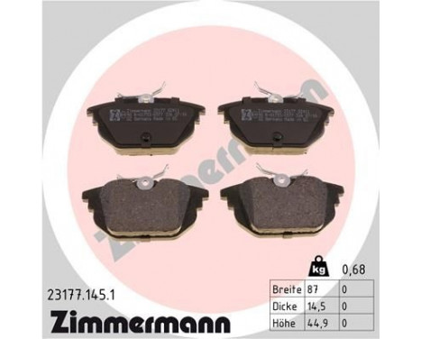 Brake Pad Set, disc brake 23177.145.1 Zimmermann