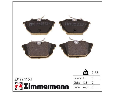 Brake Pad Set, disc brake 23177.145.1 Zimmermann, Image 2