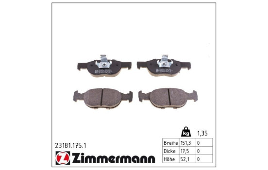 Brake Pad Set, disc brake 23181.175.1 Zimmermann, Image 2
