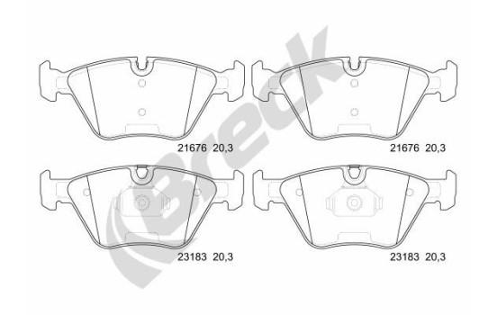 Brake pad set, disc brake 23183 00 701 00 Breck