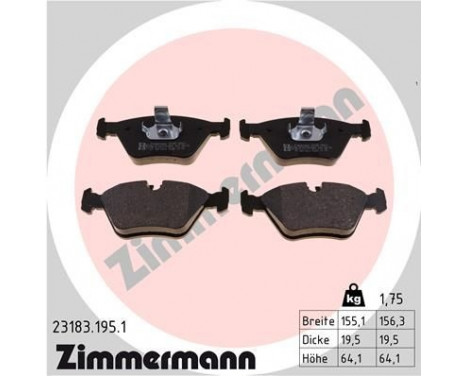 Brake Pad Set, disc brake 23183.195.1 Zimmermann, Image 2