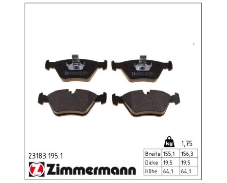 Brake Pad Set, disc brake 23183.195.1 Zimmermann, Image 2