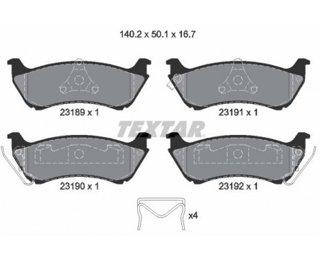 Brake Pad Set, disc brake 2318902 Textar, Image 2