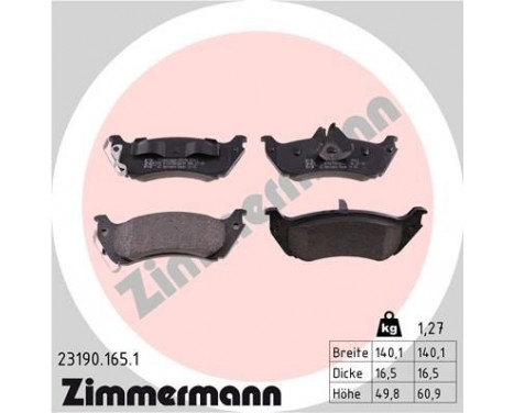 Brake Pad Set, disc brake 23190.165.1 Zimmermann