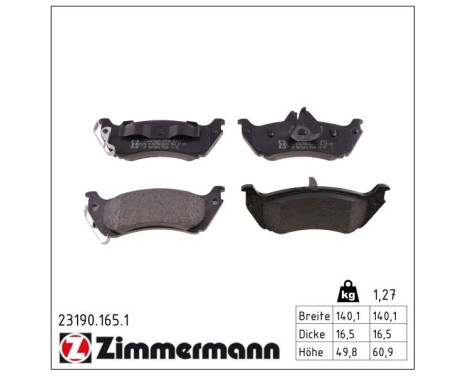 Brake Pad Set, disc brake 23190.165.1 Zimmermann, Image 2