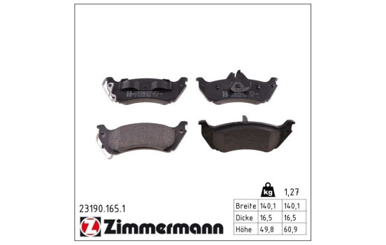 Brake Pad Set, disc brake 23190.165.1 Zimmermann, Image 2