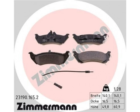 Brake Pad Set, disc brake 23190.165.2 Zimmermann