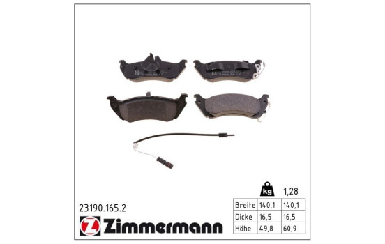 Brake Pad Set, disc brake 23190.165.2 Zimmermann, Image 2