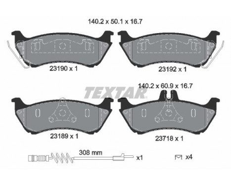 Brake Pad Set, disc brake 2319002 Textar, Image 2