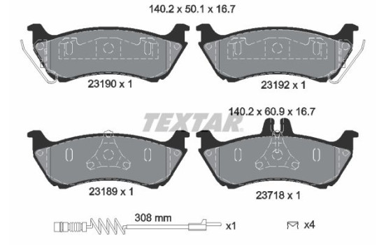 Brake Pad Set, disc brake 2319002 Textar, Image 2