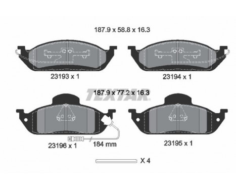 Brake Pad Set, disc brake 2319303 Textar, Image 2