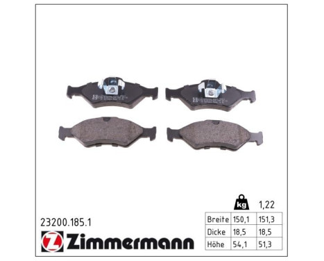 Brake Pad Set, disc brake 23200.185.1 Zimmermann, Image 2
