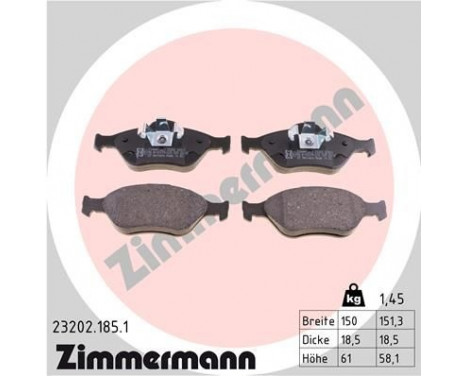 Brake Pad Set, disc brake 23202.185.1 Zimmermann