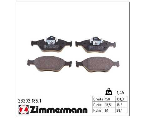 Brake Pad Set, disc brake 23202.185.1 Zimmermann, Image 2