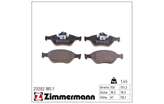 Brake Pad Set, disc brake 23202.185.1 Zimmermann, Image 2