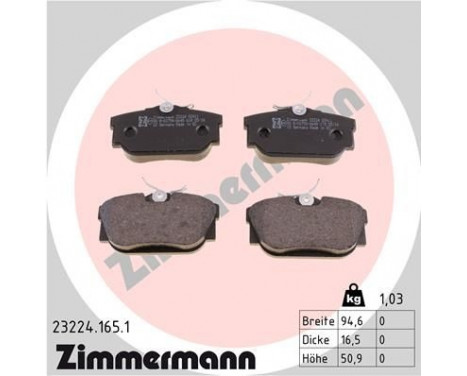 Brake Pad Set, disc brake 23224.165.1 Zimmermann