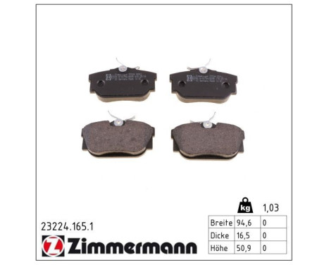 Brake Pad Set, disc brake 23224.165.1 Zimmermann, Image 2