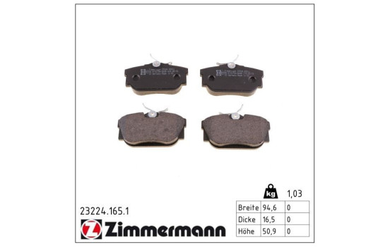 Brake Pad Set, disc brake 23224.165.1 Zimmermann, Image 2