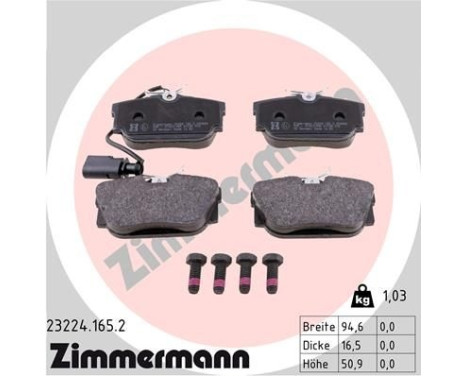 Brake Pad Set, disc brake 23224.165.2 Zimmermann, Image 2