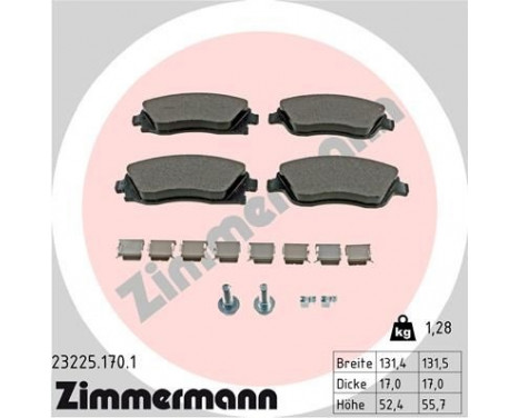 Brake Pad Set, disc brake 23225.170.1 Zimmermann, Image 2