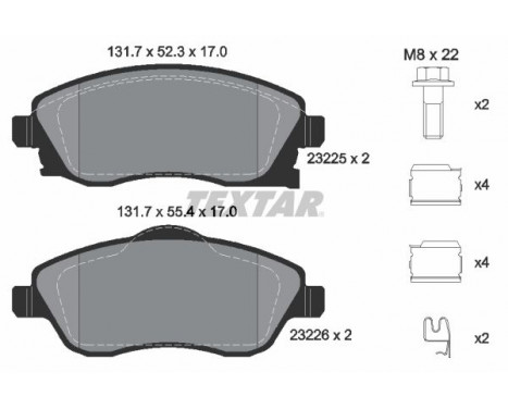 Brake Pad Set, disc brake 2322501 Textar, Image 2