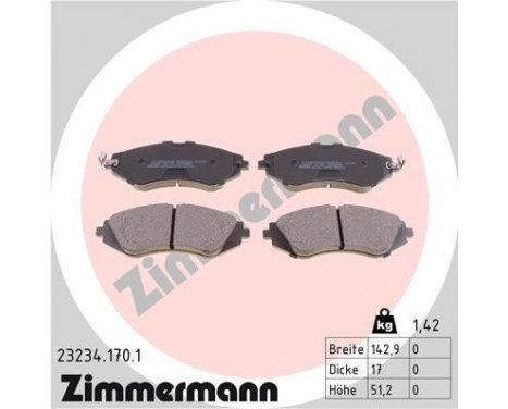 Brake Pad Set, disc brake 23234.170.1 Zimmermann