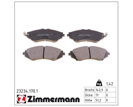 Brake Pad Set, disc brake 23234.170.1 Zimmermann, Image 2