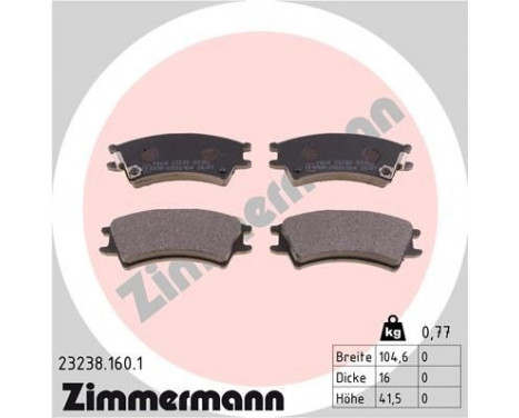 Brake Pad Set, disc brake 23238.160.1 Zimmermann