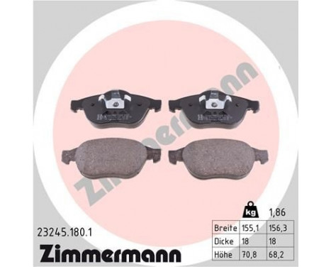 Brake Pad Set, disc brake 23245.180.1 Zimmermann