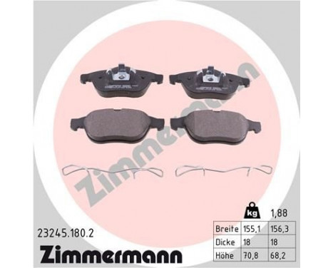 Brake Pad Set, disc brake 23245.180.2 Zimmermann