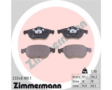 Brake Pad Set, disc brake 23248.180.1 Zimmermann