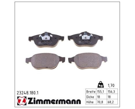 Brake Pad Set, disc brake 23248.180.1 Zimmermann, Image 2