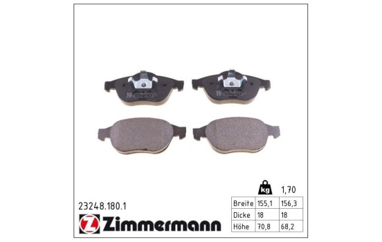 Brake Pad Set, disc brake 23248.180.1 Zimmermann, Image 2