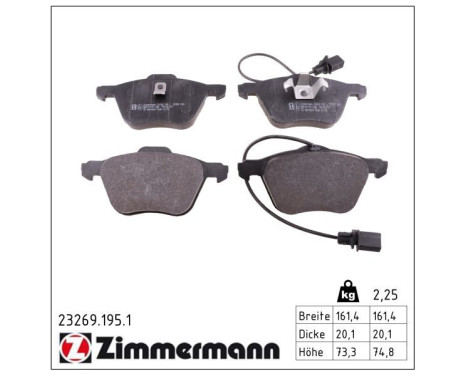 Brake Pad Set, disc brake 23269.195.1 Zimmermann, Image 2