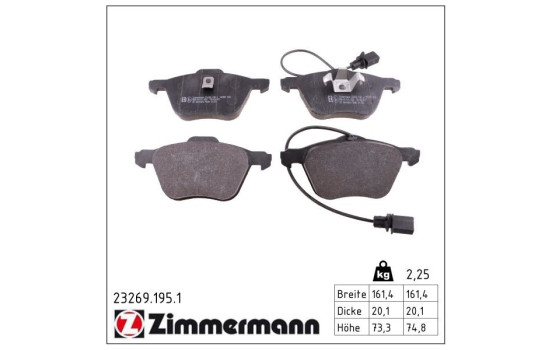 Brake Pad Set, disc brake 23269.195.1 Zimmermann, Image 2