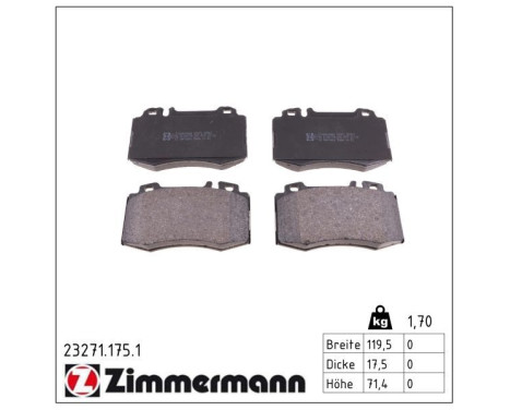 Brake Pad Set, disc brake 23271.175.1 Zimmermann, Image 2