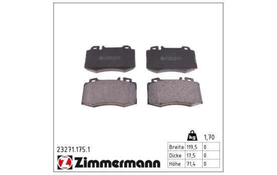 Brake Pad Set, disc brake 23271.175.1 Zimmermann, Image 2