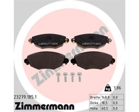 Brake Pad Set, disc brake 23279.185.1 Zimmermann, Image 2