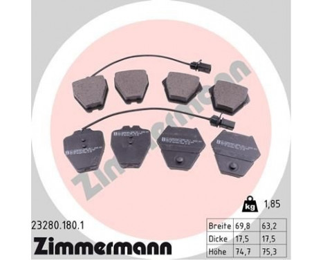 Brake Pad Set, disc brake 23280.180.1 Zimmermann, Image 2