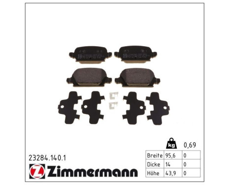 Brake Pad Set, disc brake 23284.140.1 Zimmermann, Image 2