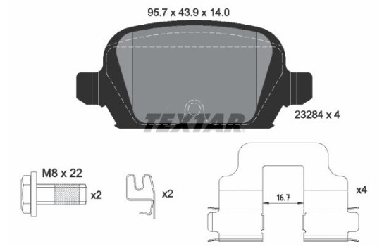 Brake Pad Set, disc brake 2328404 Textar, Image 2